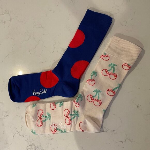Happy Socks Cherry Socks Gift Set 2 Pairs Adult Crew Unisex Multi Color OS NWT - Picture 2 of 7